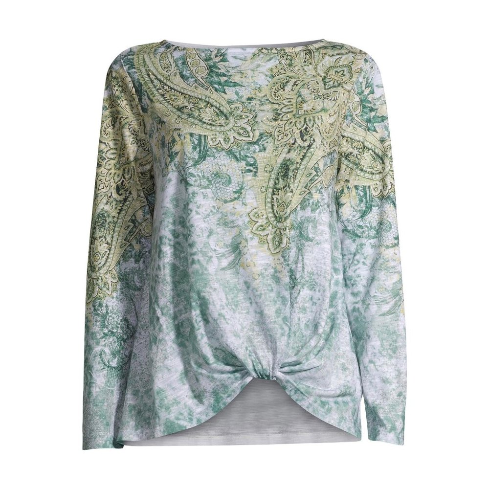 Time and Tru Women's Long Sleeve Front Twist Shirt